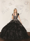 (LIVE 40) Quinceanera Ball Gown Dress  Flounced Skirt Formal Party Dress for Special Occasions Black
