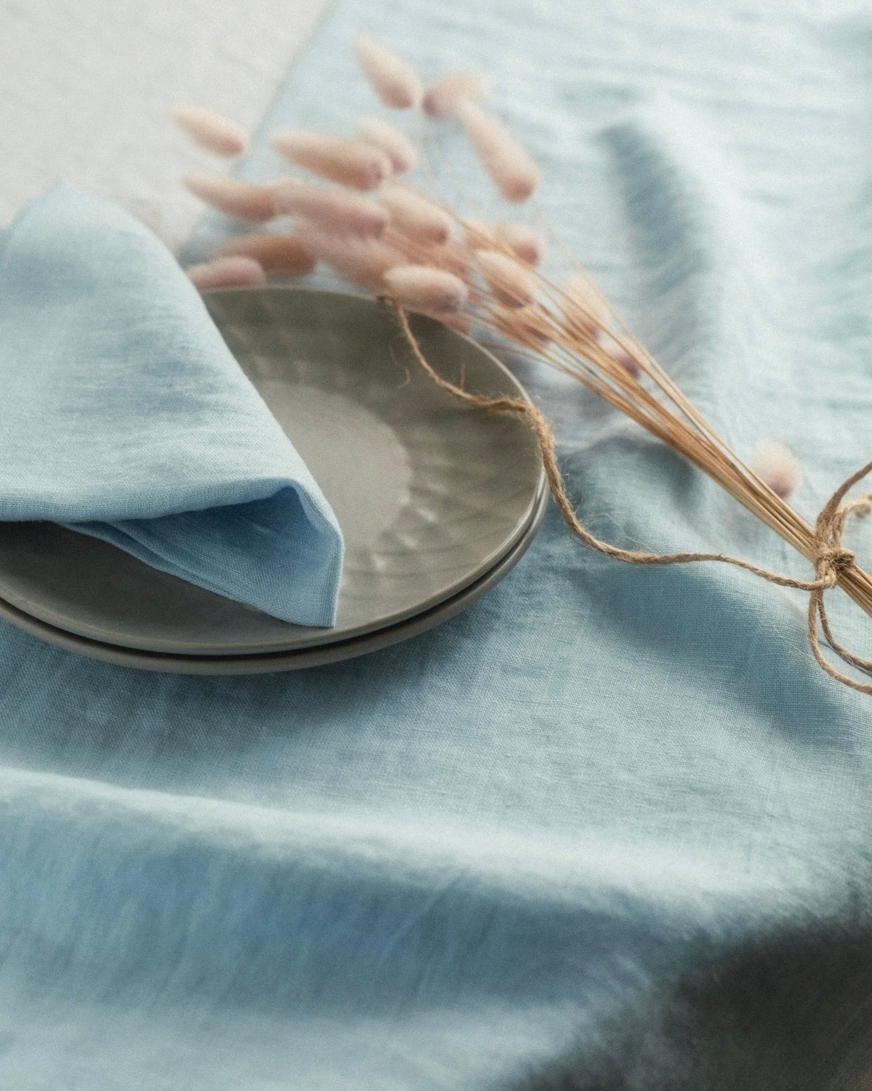 Linen Table Runner - Sky Blue