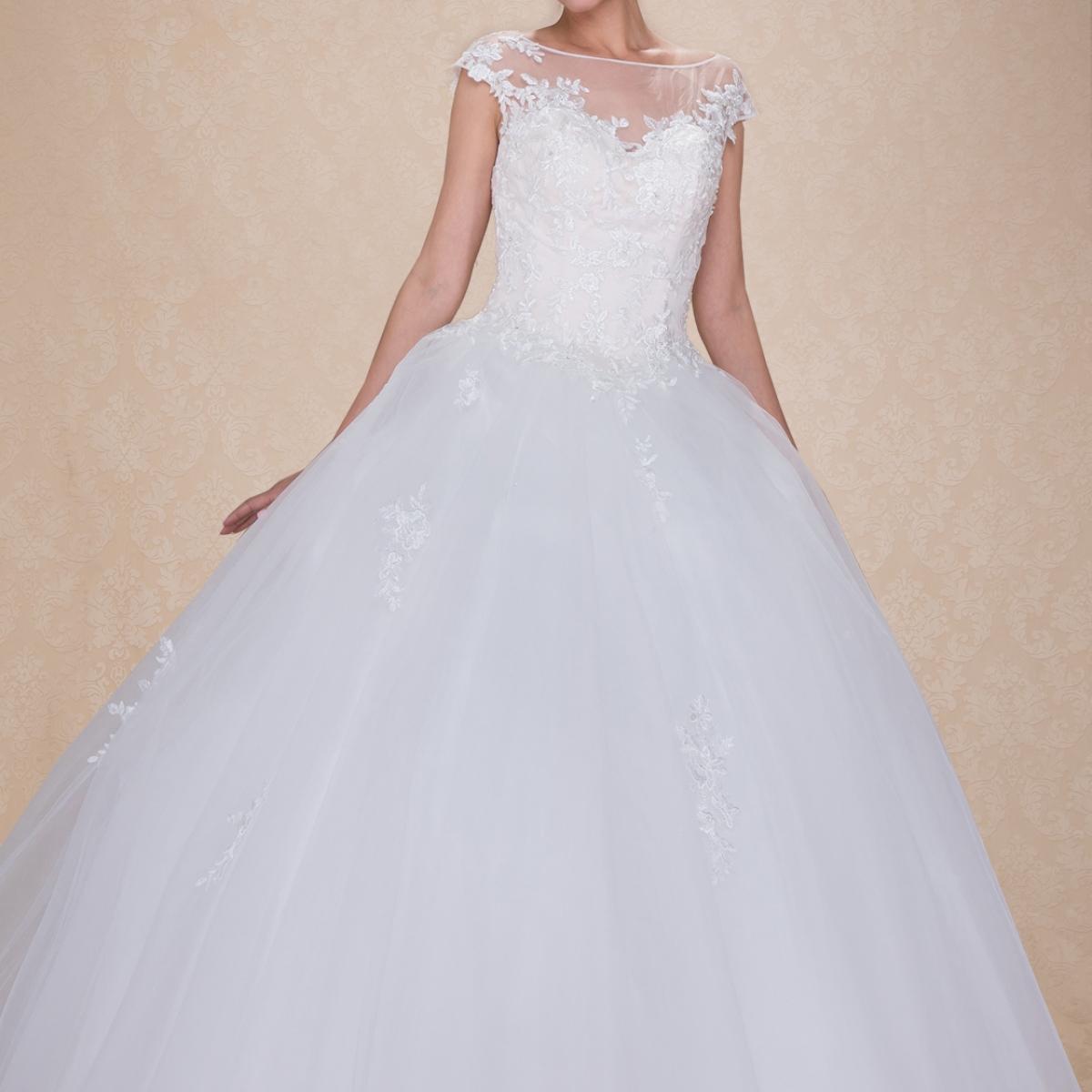 White wedding dress elegant off-shoulder